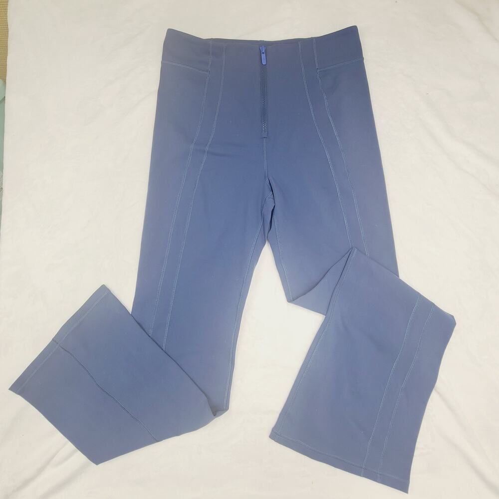 Lululemon Blue Zip Front Flare Leggings Womens Size 12 High Rise Yoga Pants